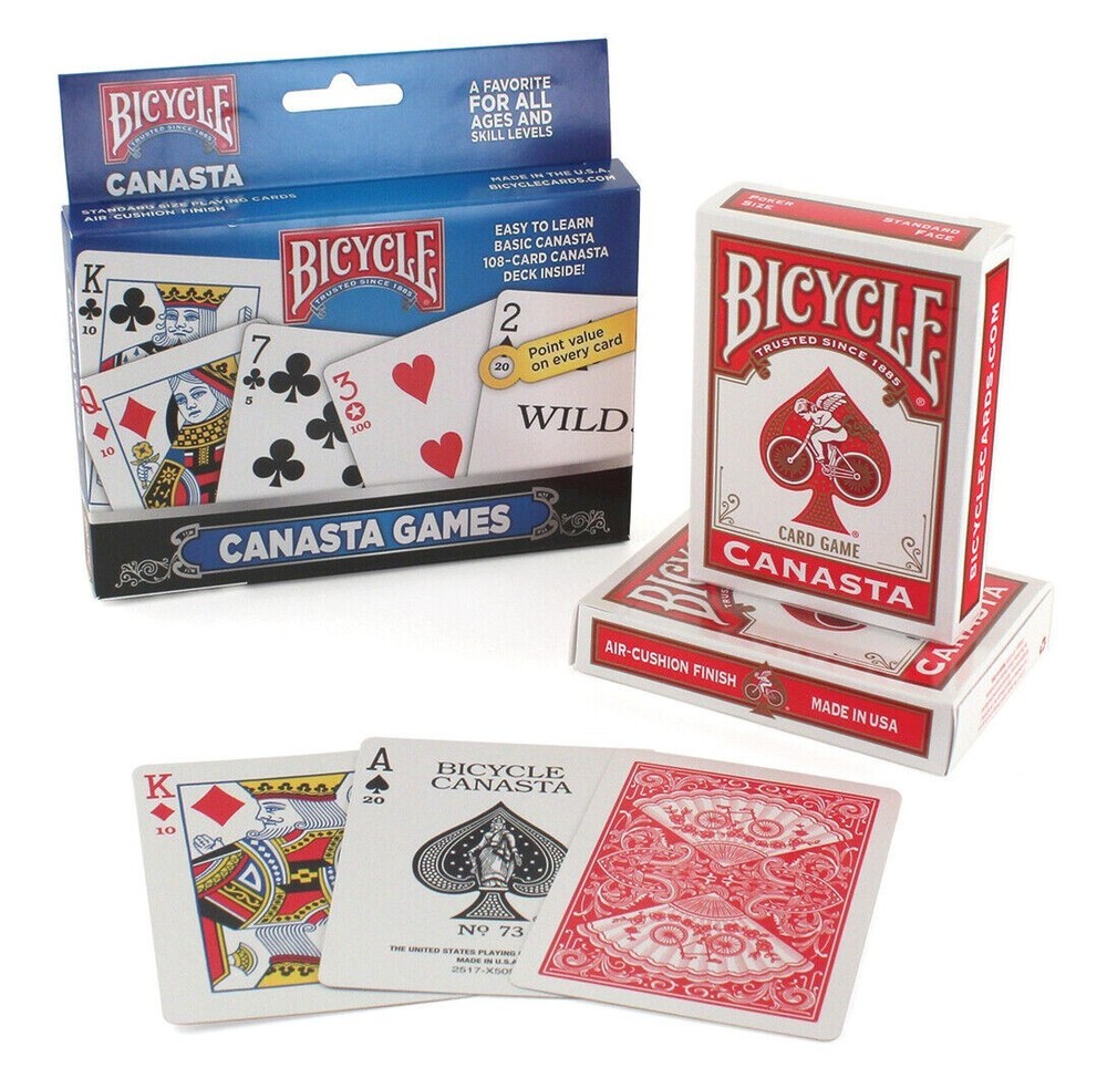 Bicycle 2-Pack Canasta Playing Cards Games Standard Each has Point Value w/Rules