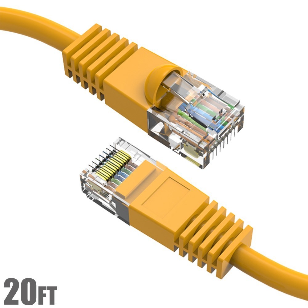 20Ft Cat5E Molded Snagless Network Lan Ethernet Internet Patch Cable Yellow