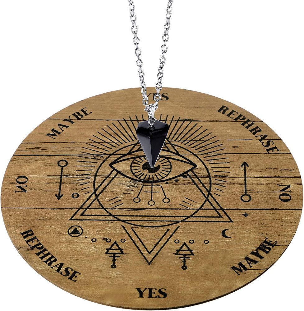 Pendulum Board Set Wooden Dowsing Divination Board Metaphysical Message with Cry