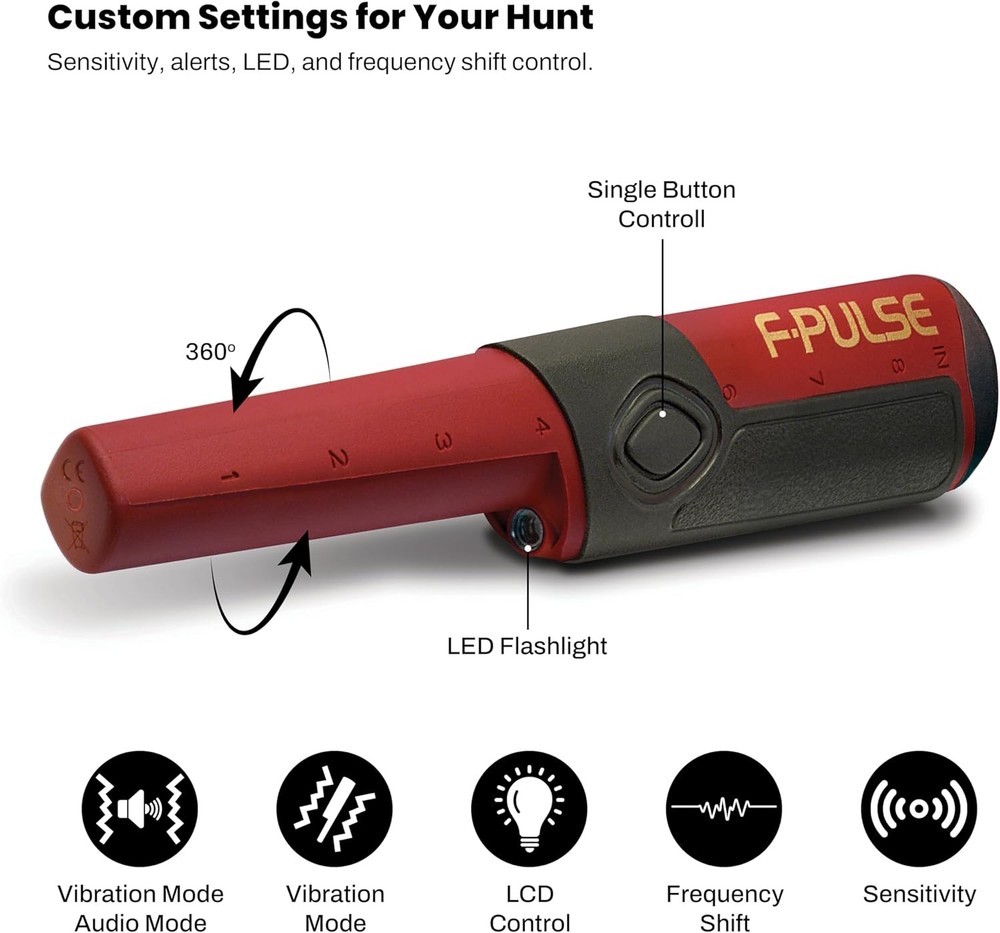Fisher F Pulse Waterproof Pinpointer Metal Detector Red