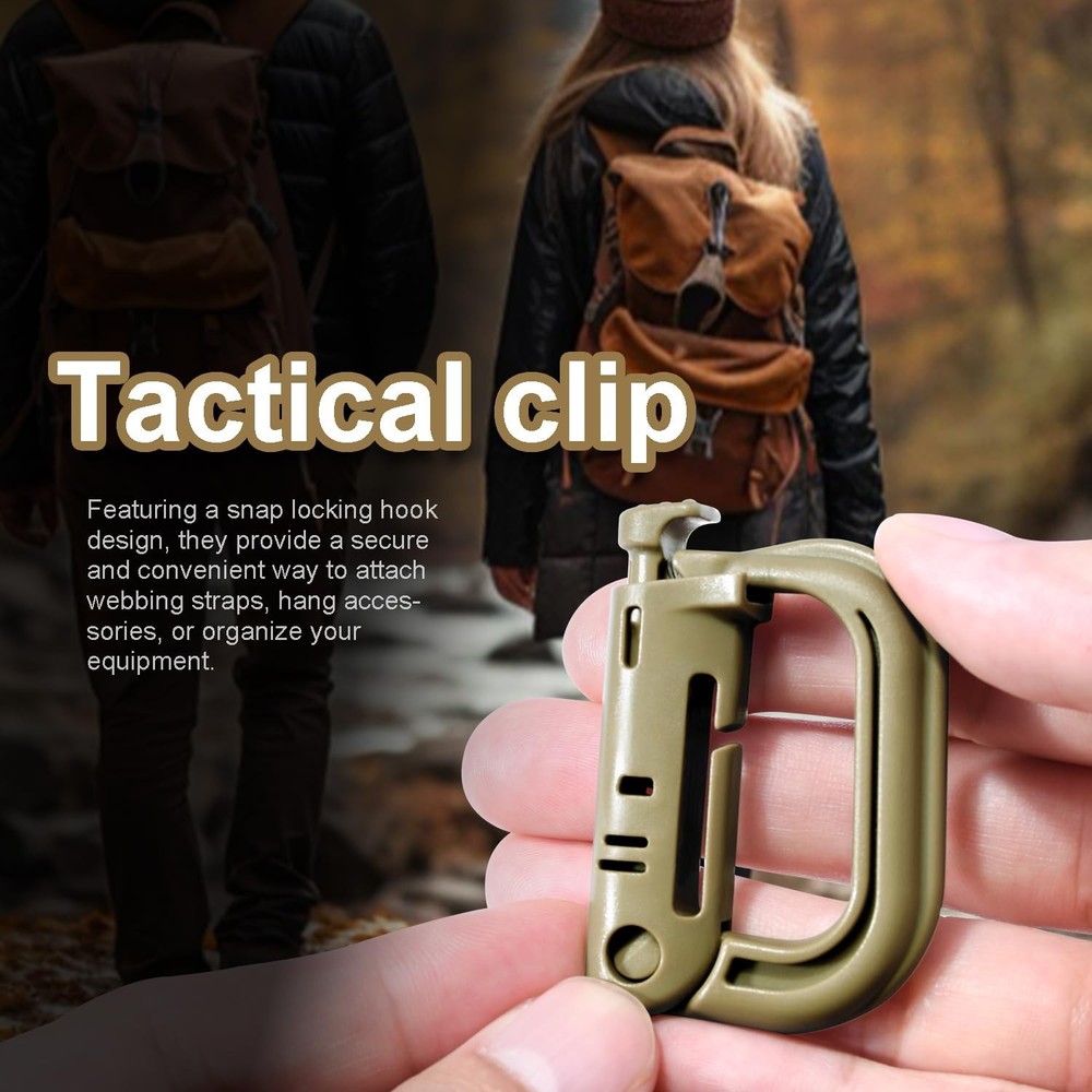 6 Pack 2.12“ Tactical Locking D Ring Plastic Carabiner Backapck Molle Hook