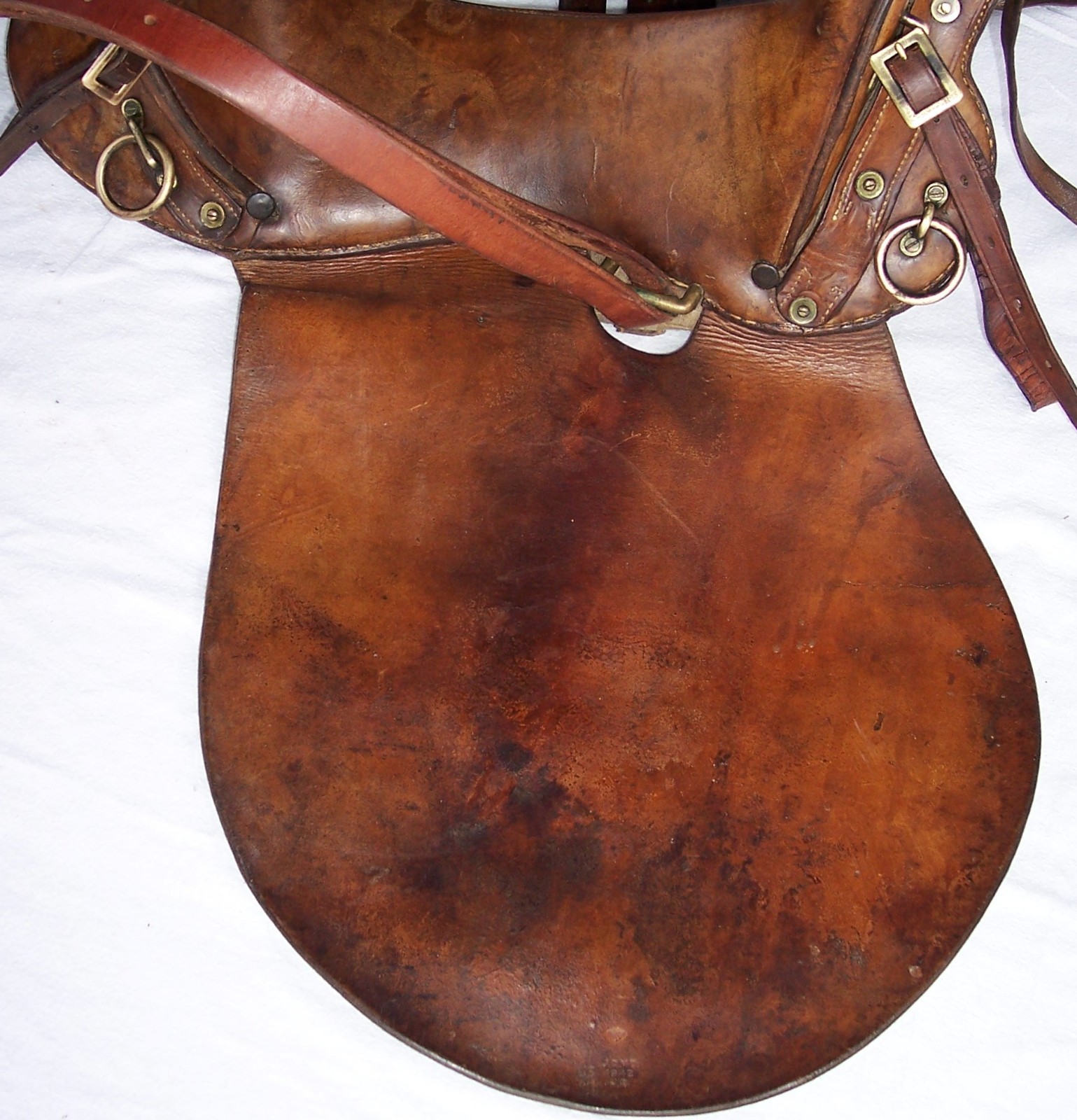 Antique US Cavalry Saddle Brass US Conchos Military McClellan 11" Seat Marked