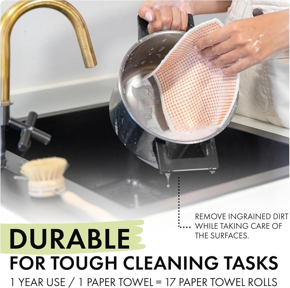 SUPERSCANDI Swedish Dishcloths 5 Pack, Biodegradable Reusable Kitchen Cloths