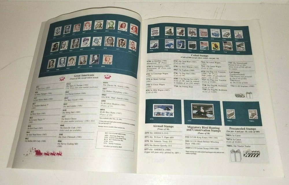 US POSTAL SERVICE PHILATELIC CATALOG NOVEMBER DECEMBER 1991 STAMP COLLECTING