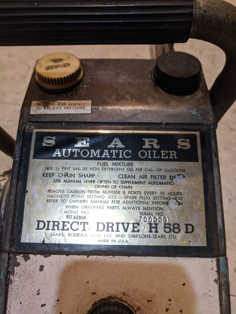 Sears H58D direct drive chainsaw