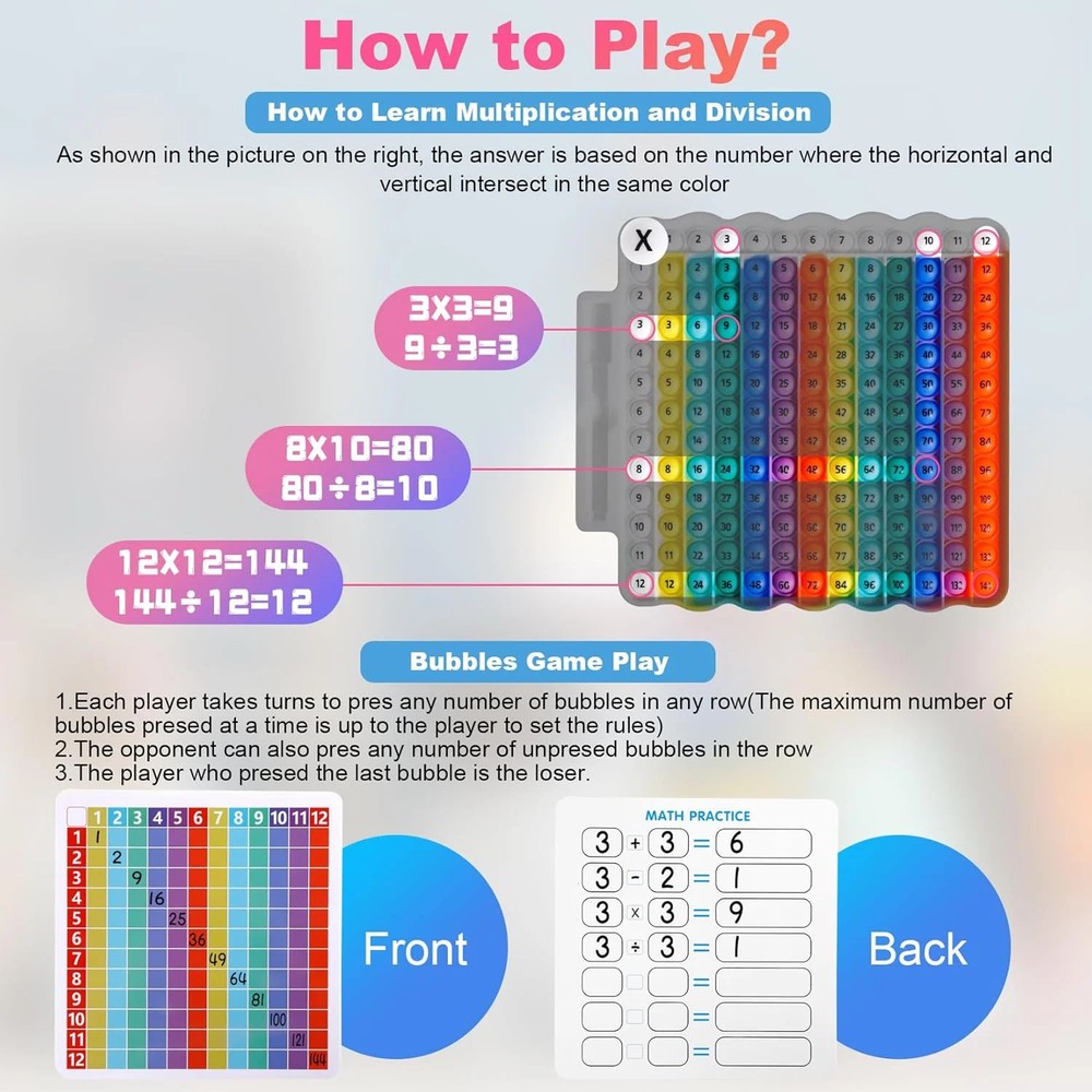 Multiplication Table Game Learning Toy Pop Multiplication Flash Cards 3rd Grade