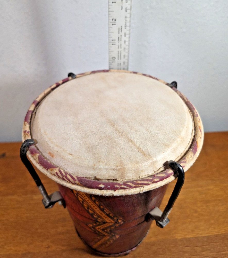 Hand Held Drum, Hand Crafted Drum Likely a Bongo?