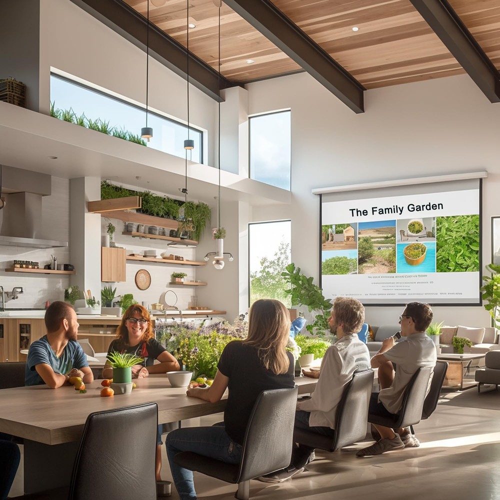 120" Motorized Projector Screen, Electric 16:9 Projector Screen with Remote C...