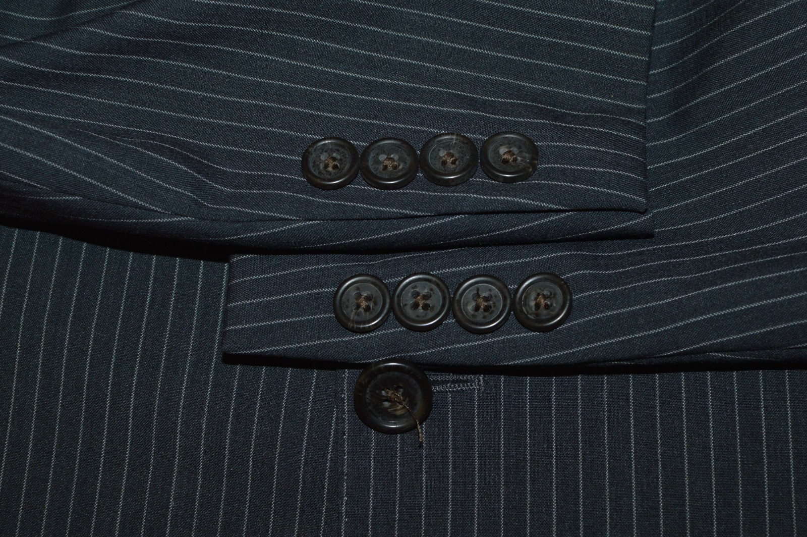 (2Pc Suit 46L 46 Long L) LAUREN RALPH LAUREN black Striped Slim Fit Suit 38x31