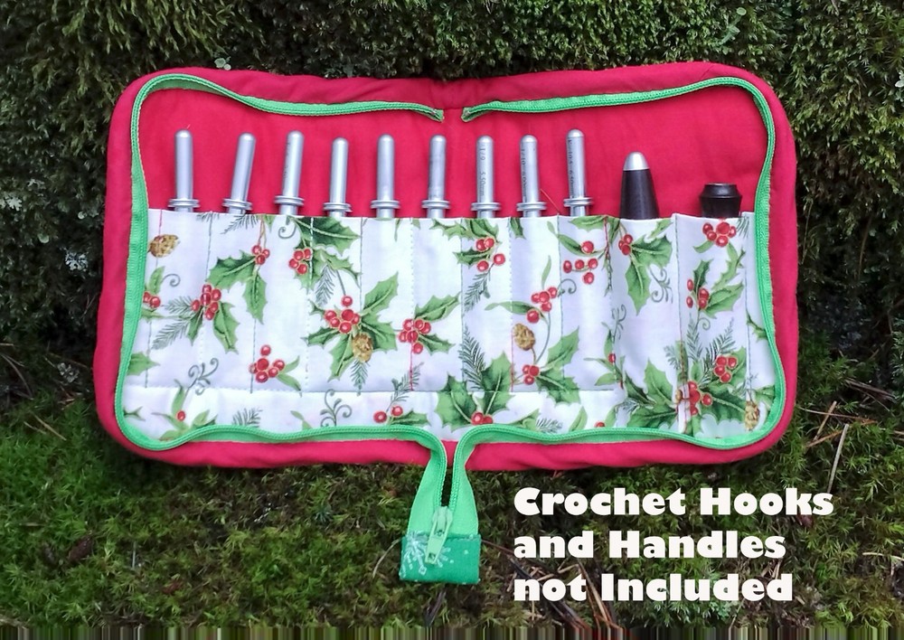 Handmade Quilted Interchangeable Crochet Hook Zippered Storage Case