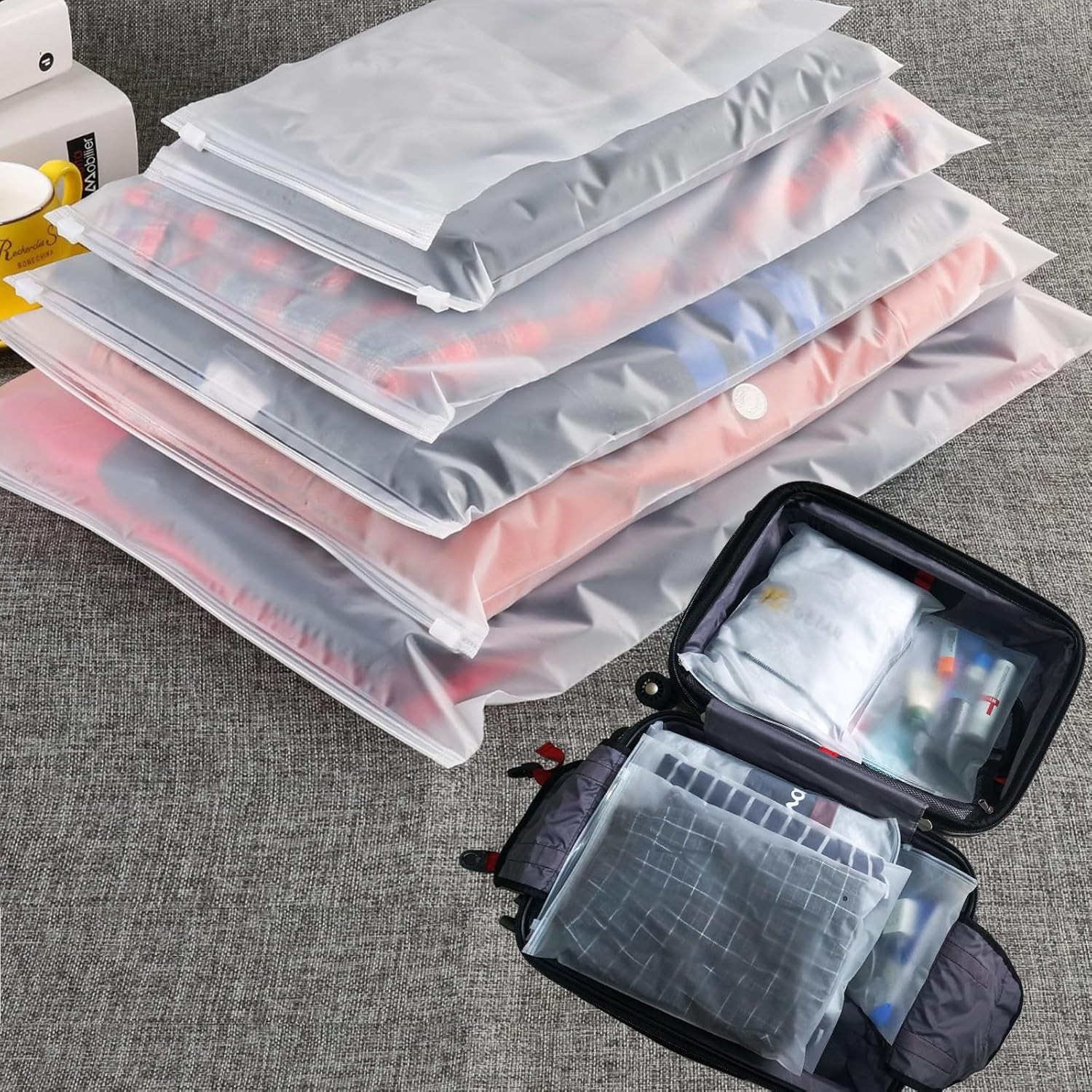(20 Pcs Value Pack) Travel Luggage Organizer Bags, Assorted Sizes, 4Mil Resealab