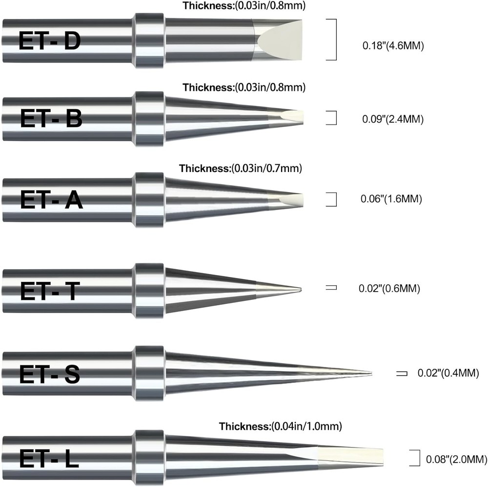 6-Piece Soldering Tips Set for Weller ET Series - Precision Copper Replacement