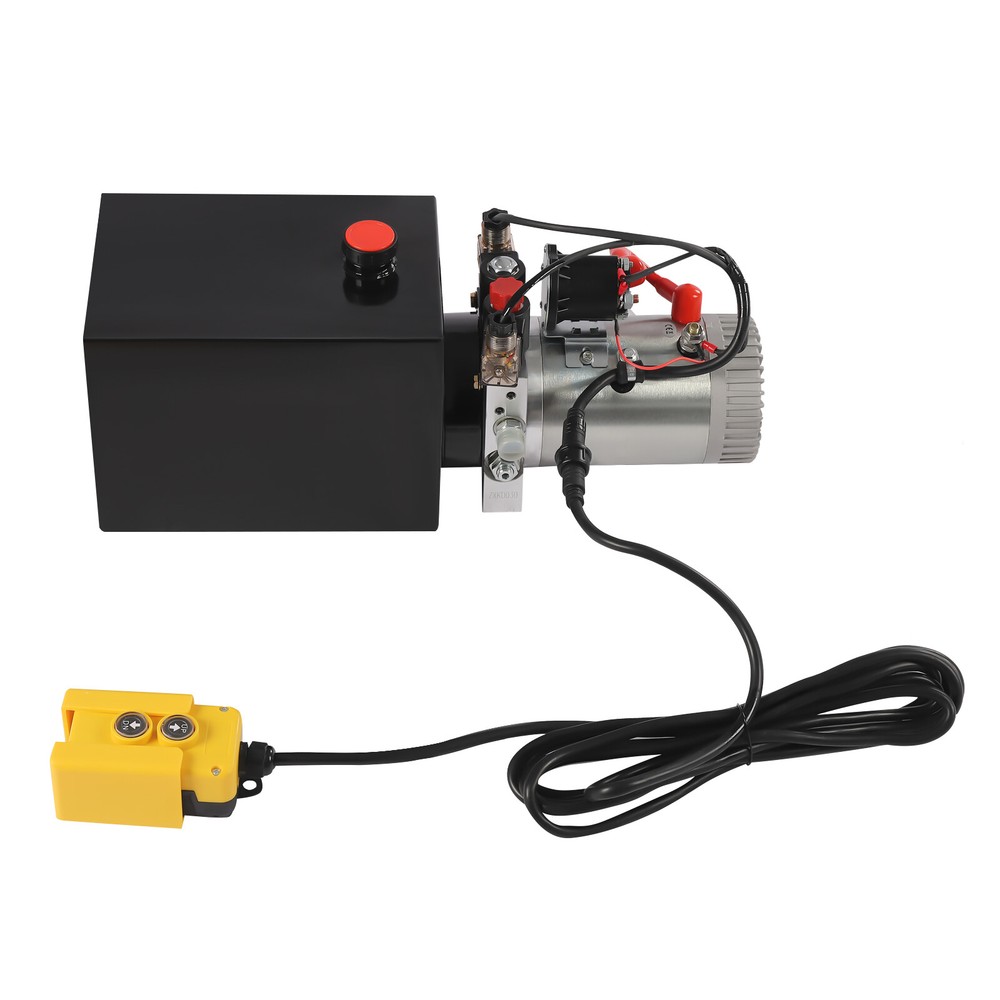 12V 8 Quart Double Acting Hydraulic Electric Pump Horizontal Remote Power Unit