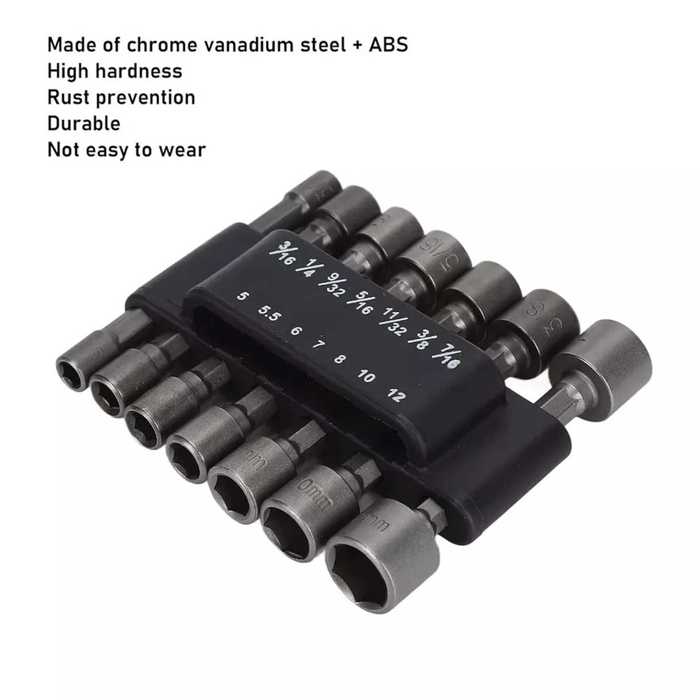 14PC POWER Nut Driver Drill Bit Set Socket Bit Adapter metric & SAE Socket for W