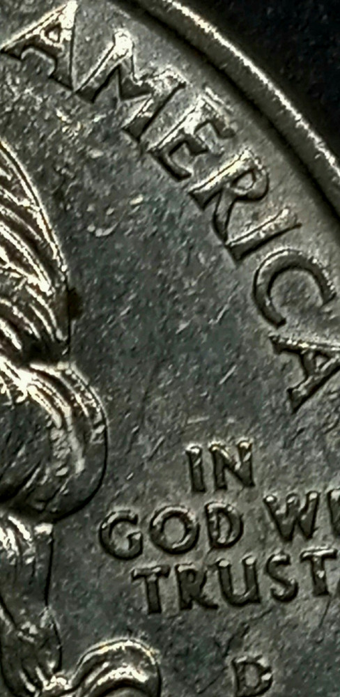 2000 D Massachusetts State Quarter with striking errors, Doubling on Letters.
