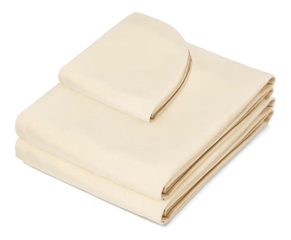 3pc Massage Table Sheet Set, Cream Color, Fitted & Flat Sheets, Face Rest Cover