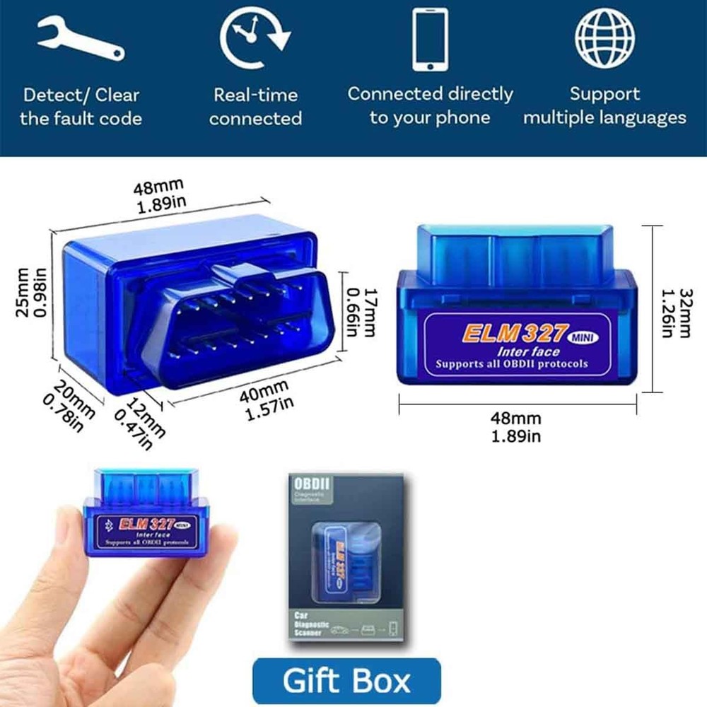 OBD2 Scanner Bluetooth, Car Code Reader Car Diagnostic Scan Tool for Android IOS