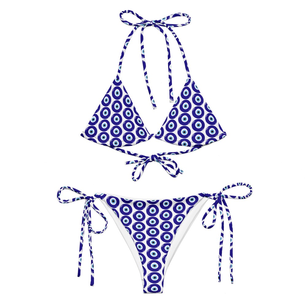 evil eye print | recycled string bikini