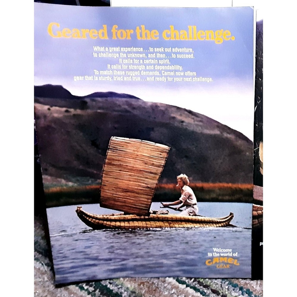 1984 Camel Cigarettes Geared For Challenge Canoe Original Print ad 80s