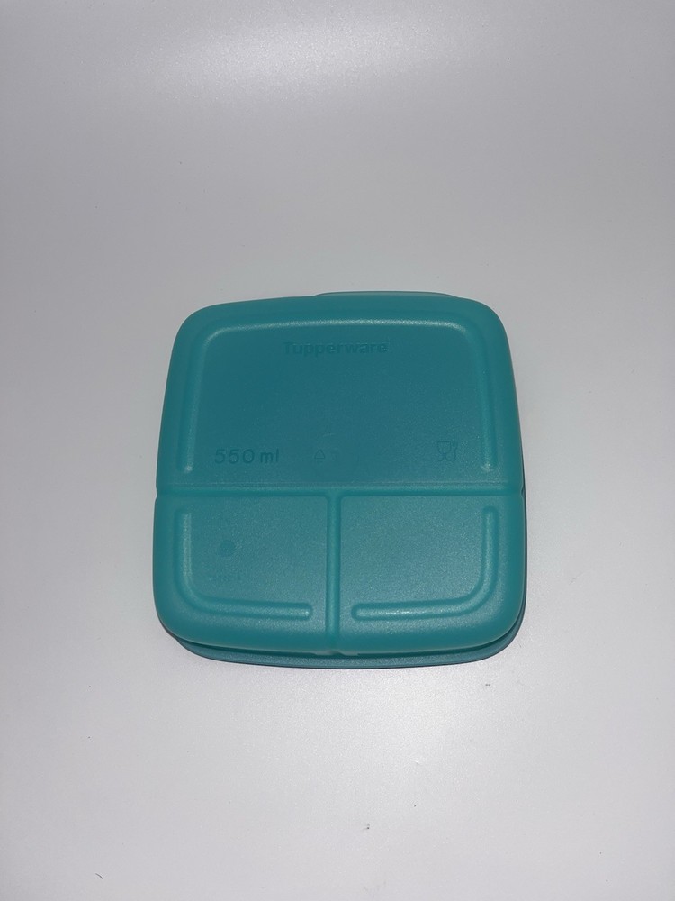 Tupperware Lunch It Bento Box Blue Peacock Divided Square Lunch Container