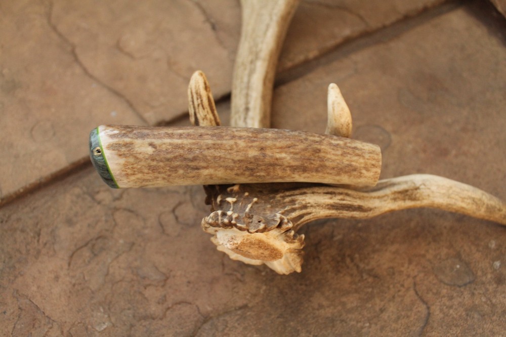 Elk antler knife handle ~ stabilized box elder burl ~ Flintknapping supply tool