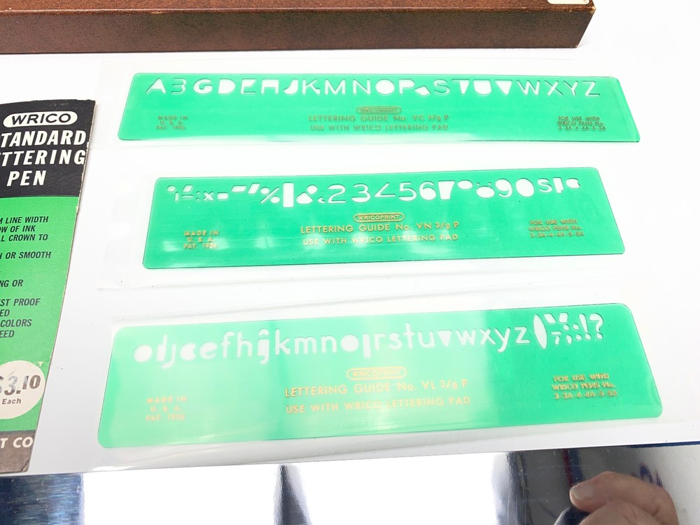 NOS Wricoprint Lettering Guide Model NV38 Drafting Set Engineering