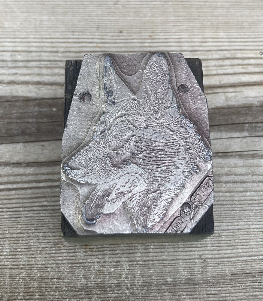 Vintage German Shepherd Dog Print Block