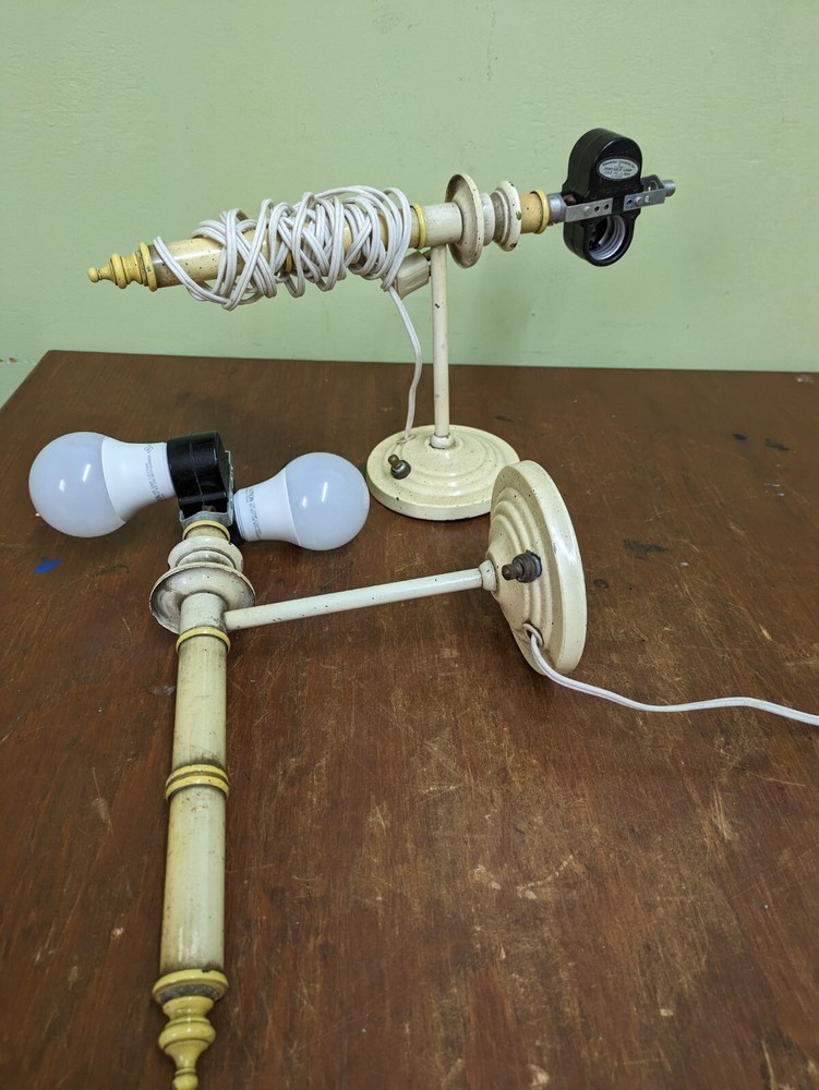 Retro Mid Century Pair Of Wall Lamps Double Socket Sconces Working