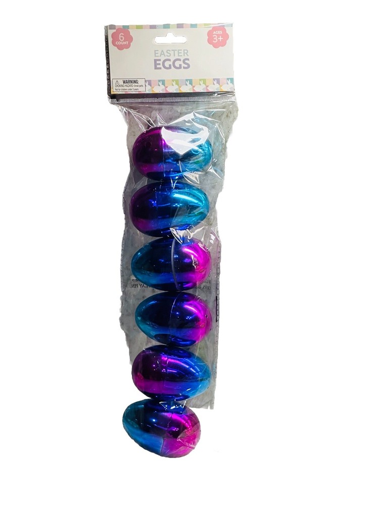 Plastic Easter Eggs Metallic Multicolor 1pk 6pcs-Fillable Eggs-Brand New-SHIP24R