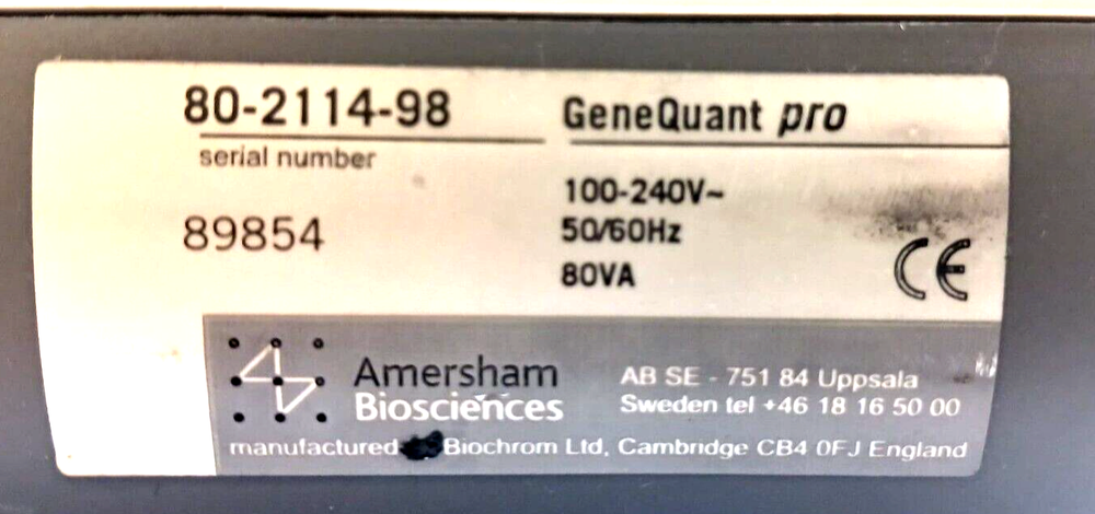 Amersham Biosciences GeneQuant Pro Spectrophotometer 80-2114-98