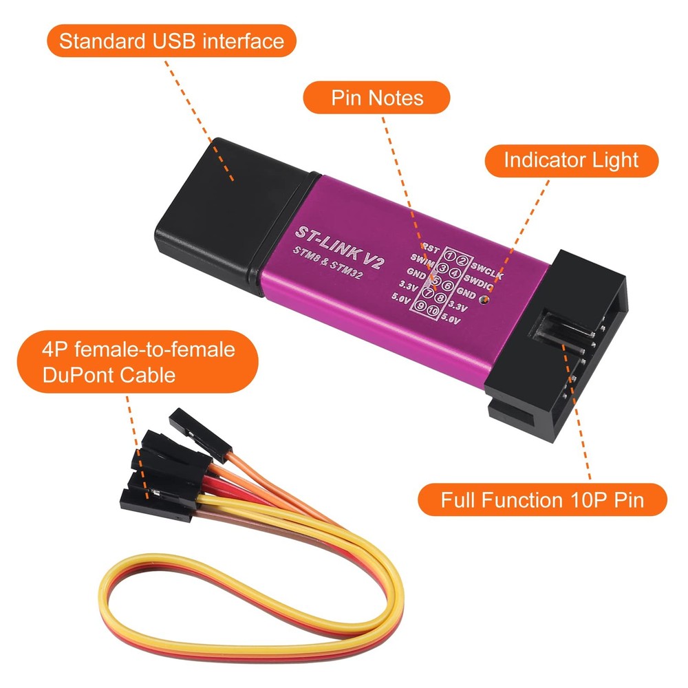 Shutao 5Pcs ST Link V2 Programming Unit Mini STM8 STM32 Emulator Downloader...