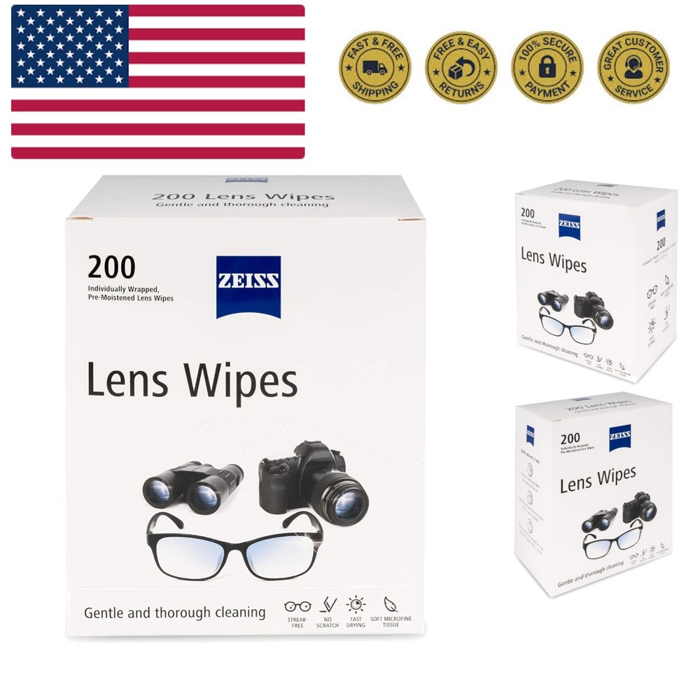 Pre-Moistened Lens Cleaning Wipes, 200 Count