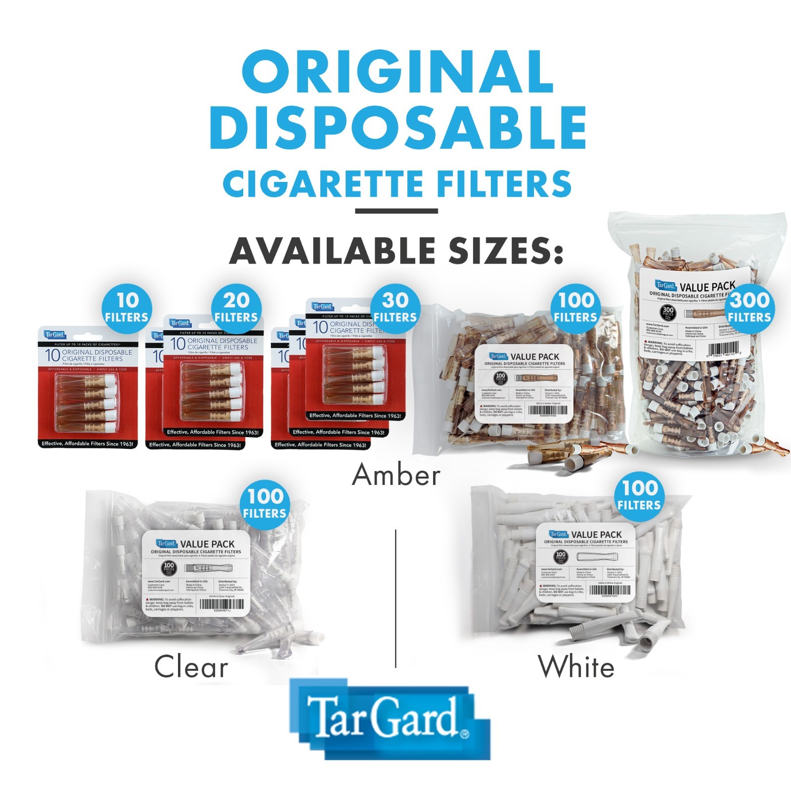 TarGard Amber Original Disposable Cigarette Filters - Block Guard Filter