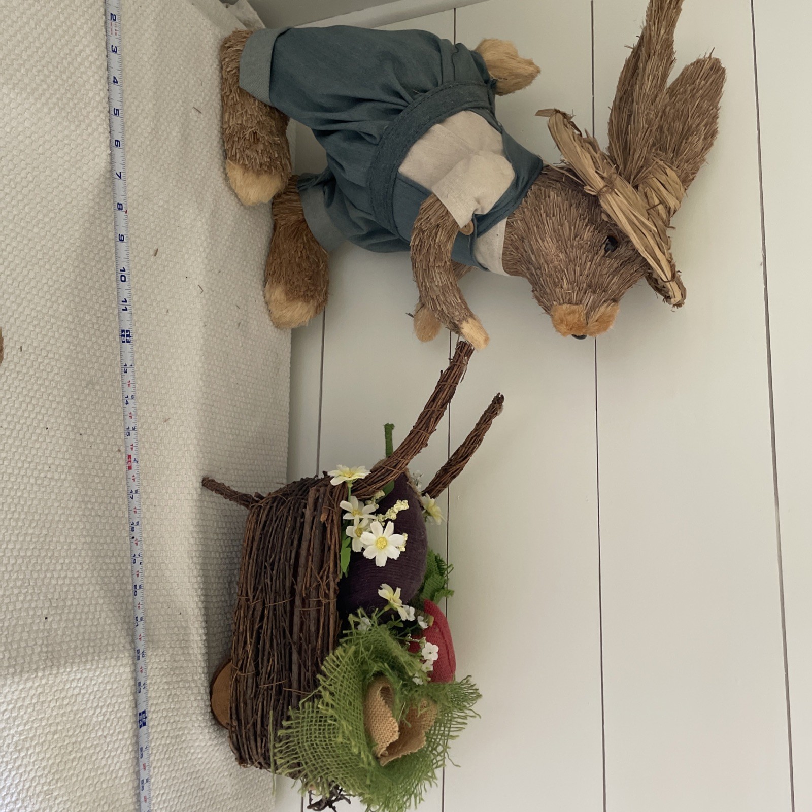 Sisal Straw 19" Tall Dressed w/ Top Hat Bunny Rabbit w/ Carrot Easter Home Decor