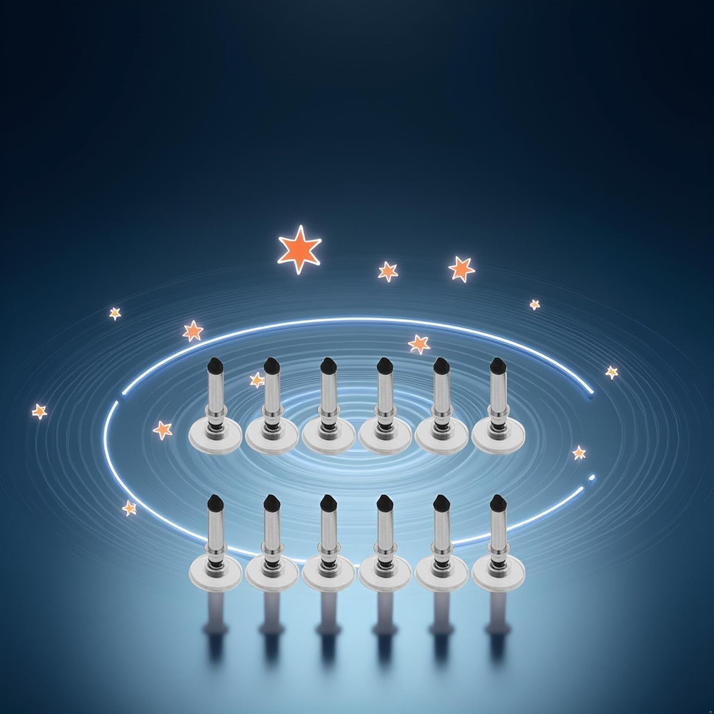 12 Pcs Silver Universal Stylus Replacement TipsUniversal Disc Tips Round Sha...