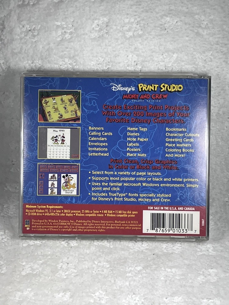 Disney Mickey & Crew Print Studio 1995 PC CD-ROM