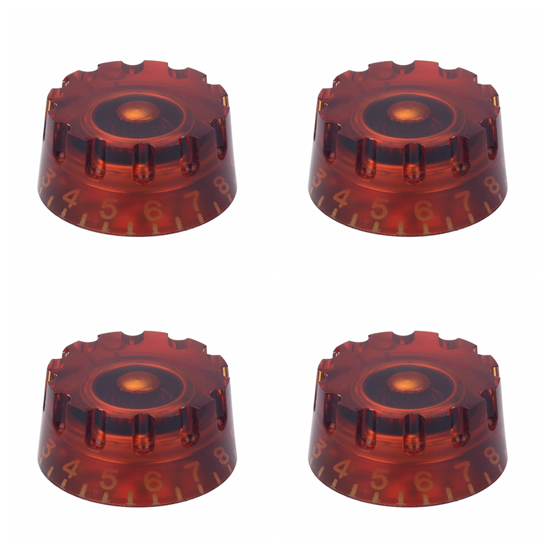4Pcs Amber Knurled Guitar Knobs Volume Tone Speed Control Knobs for guitar bass