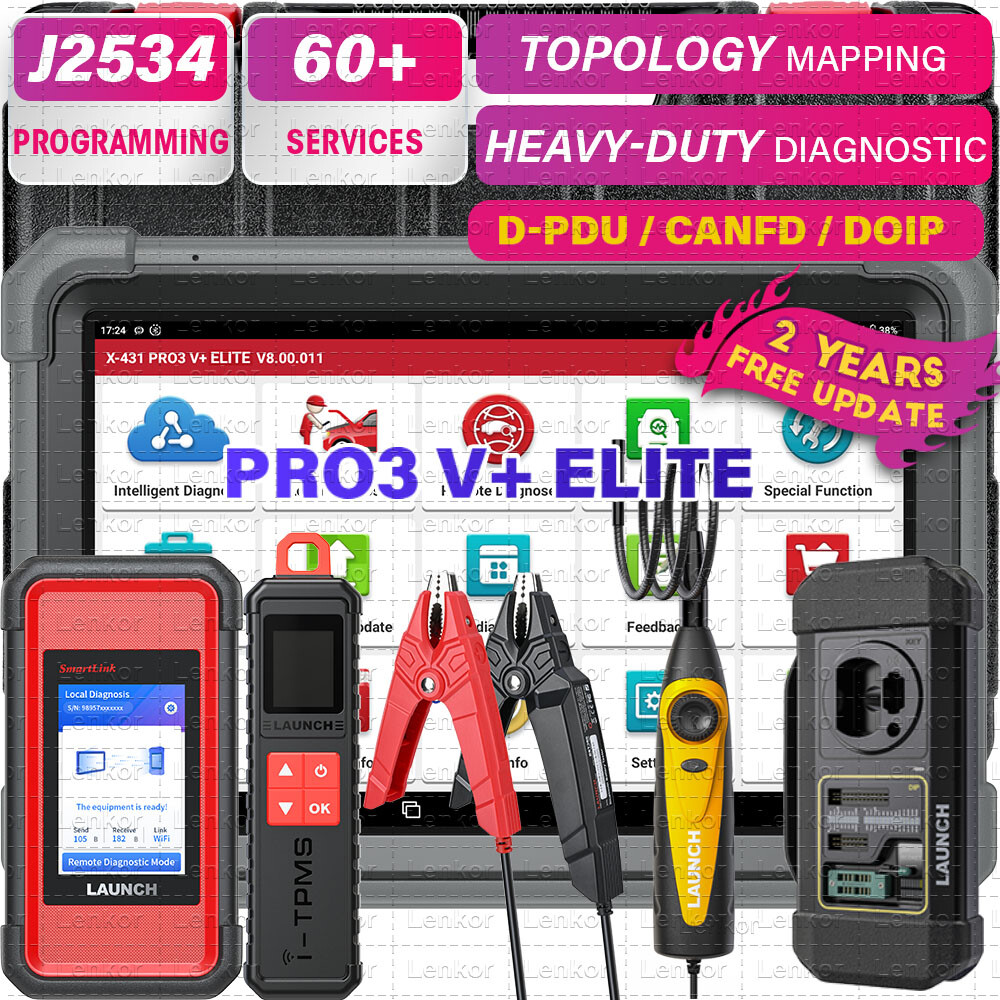 LAUNCH X431 PRO3S ELITE V+ 5.0 PRO5 Car Diagnostic Tool J2534 Programming Coding