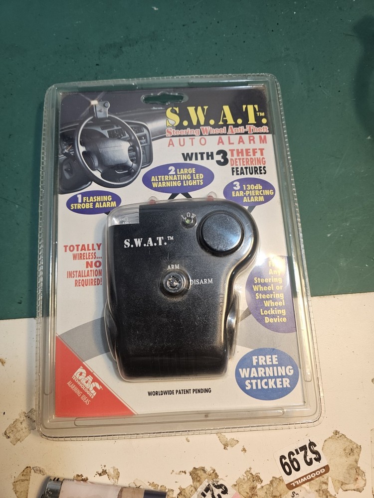 S.W.A.T. Steering Wheel AntiTheft Auto Alarm With 3 Theft Deterring Features-S