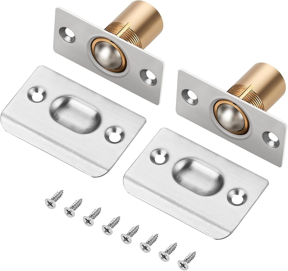 Ravinte 2 Pack Adjustable Door Ball Catch, Silver Closet Door Latch, Solid Brass