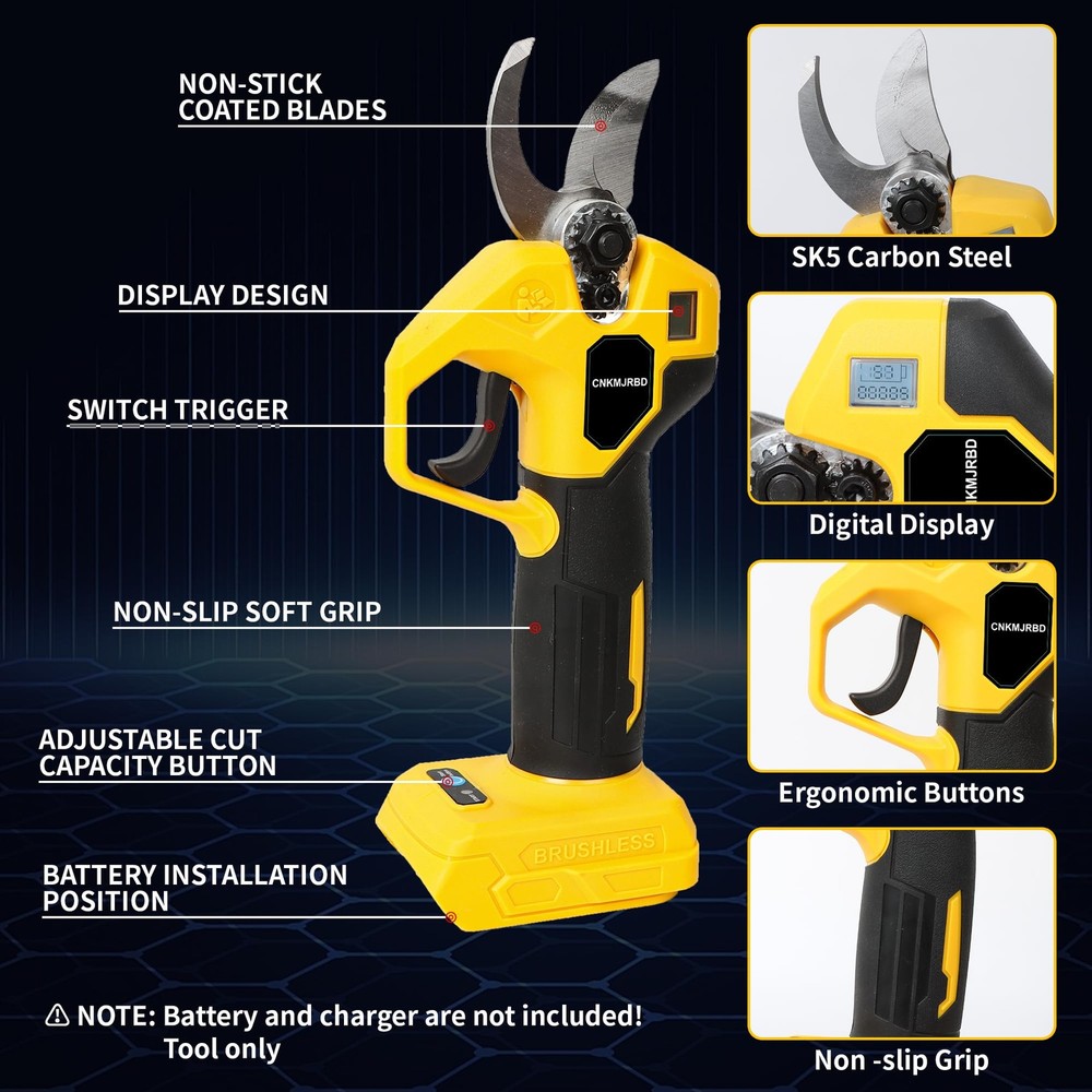 Pruning Shears Compatible with Dewalt 20V Battery, Brushless Cordless Pruning...