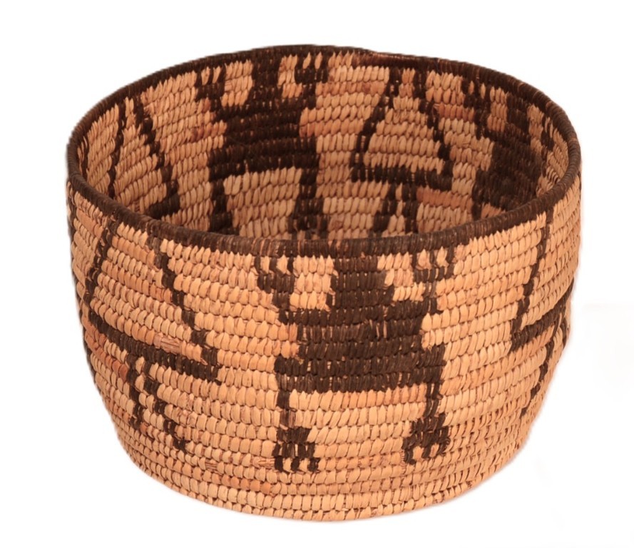 Antique Papago Basket ca. 1930   4.875" H x 7.625" D   Hand Coiled