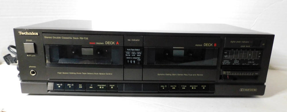 Technics Stereo Double Cassette Deck - RS-T22 - Includes Manual - Works Great!