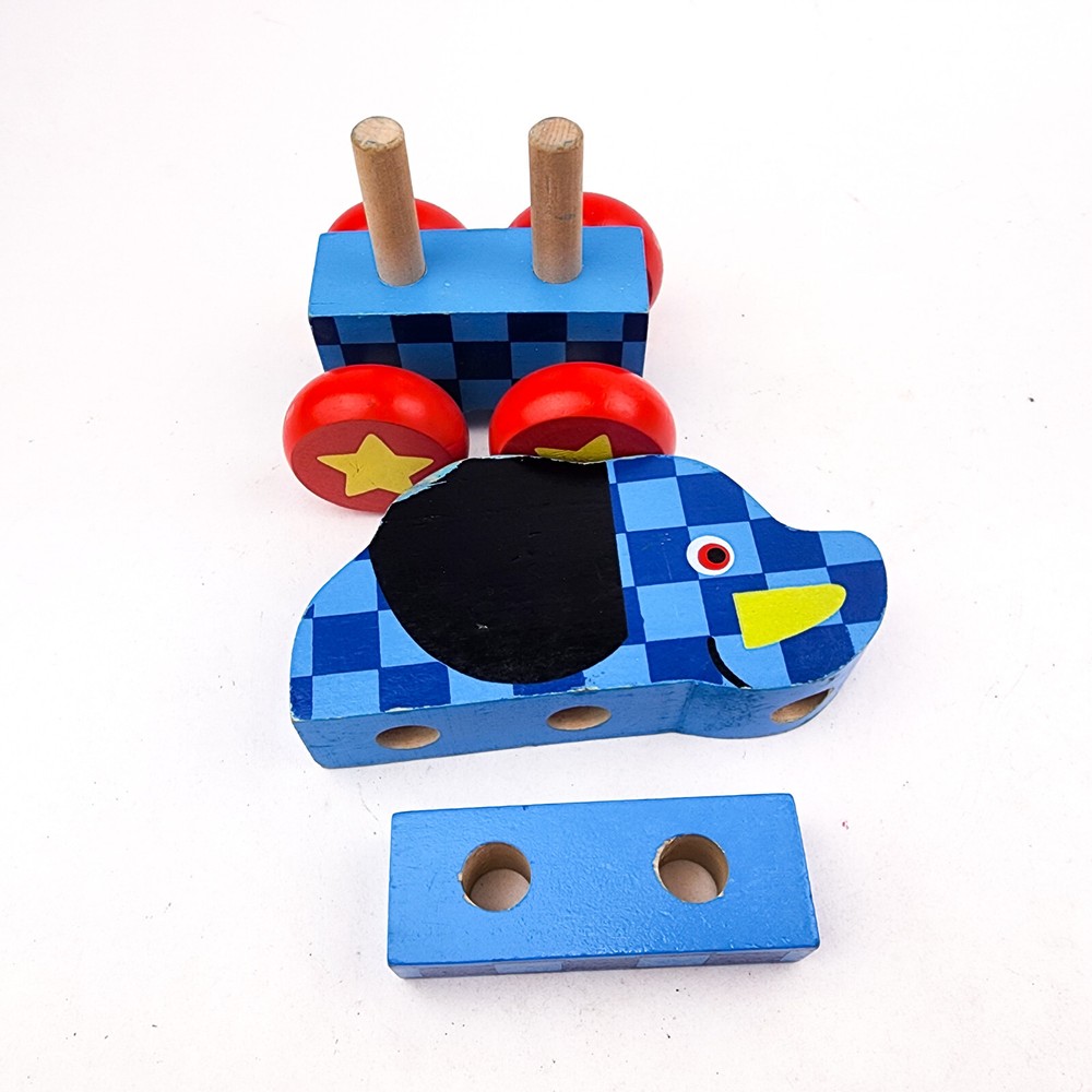 Melissa & Doug Wooden Stacking Zoo Pull Along Toy Elephant Replacement Part 3 pc