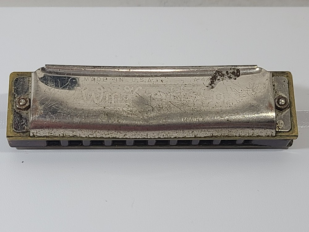 M Hohner Professional Harmonica Silver Bronze Solid Rectangular USA Made Vintage