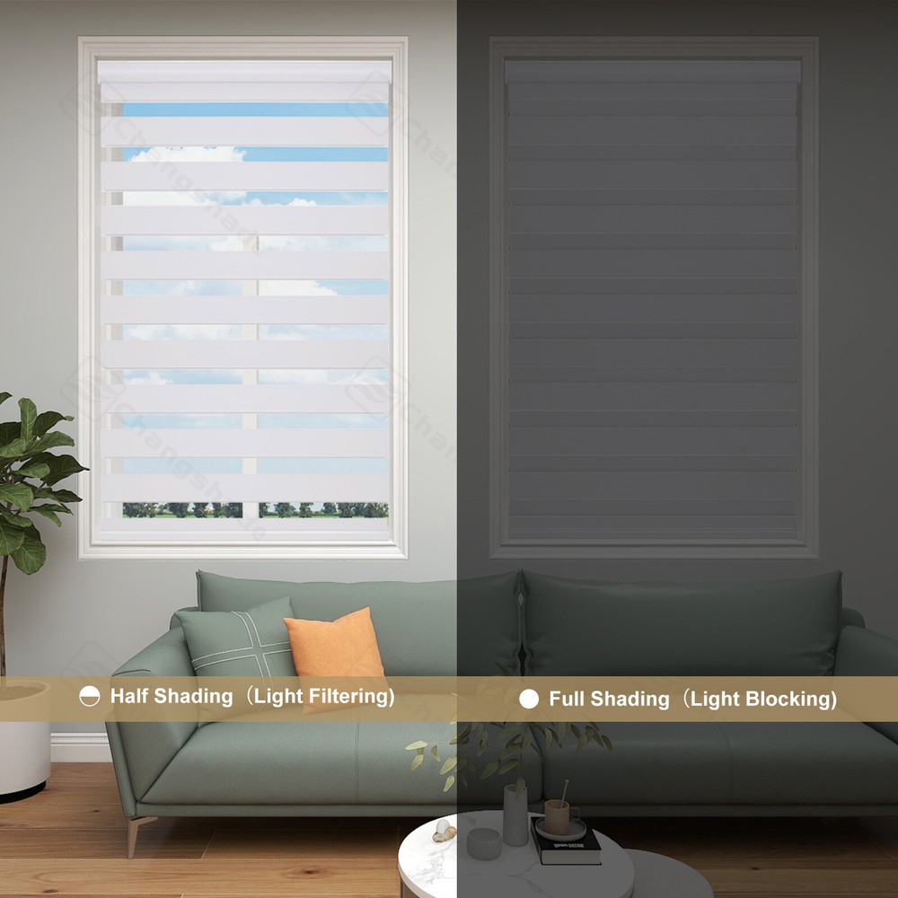 Horizontal Window Shade Blind Zebra Dual Roller Blinds Curtains,Easy to Install