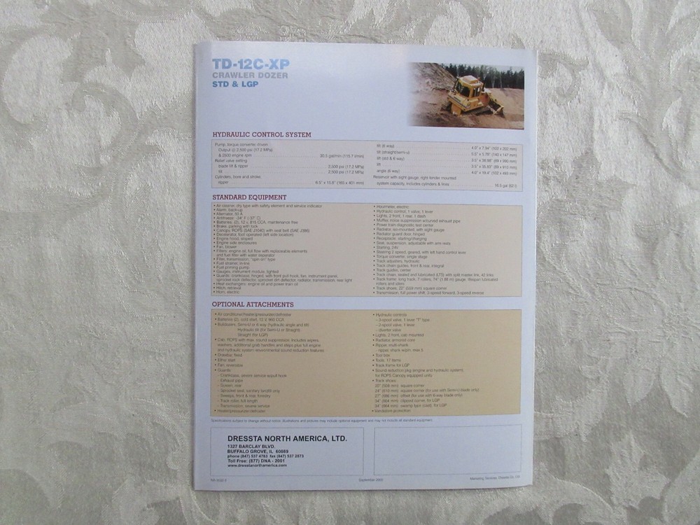 Dressta TD-12C-XP Crawler Dozer Brochure 2002
