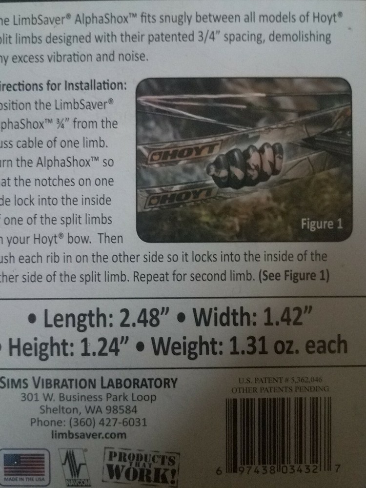 Sims Vibration Laboratory 3432 Sims Alphashox Black Limbsaver