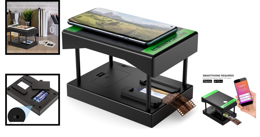 Compact 35mm Film & Slide Scanner: Foldable Design with LED Backlight