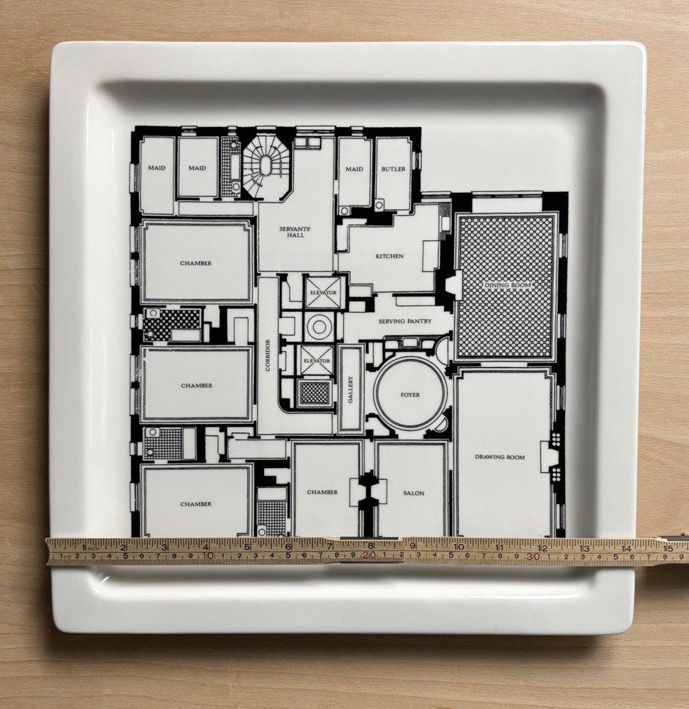 Fishs Eddy Black And White Floorplan Collection Large Square Serving Platter